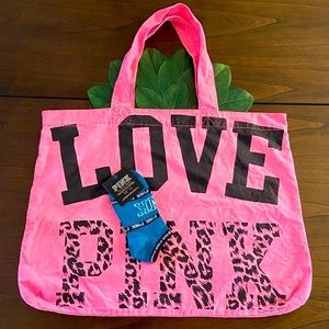 PINK Victoria’s Secret Sock and Tote Bag Bundle NWT